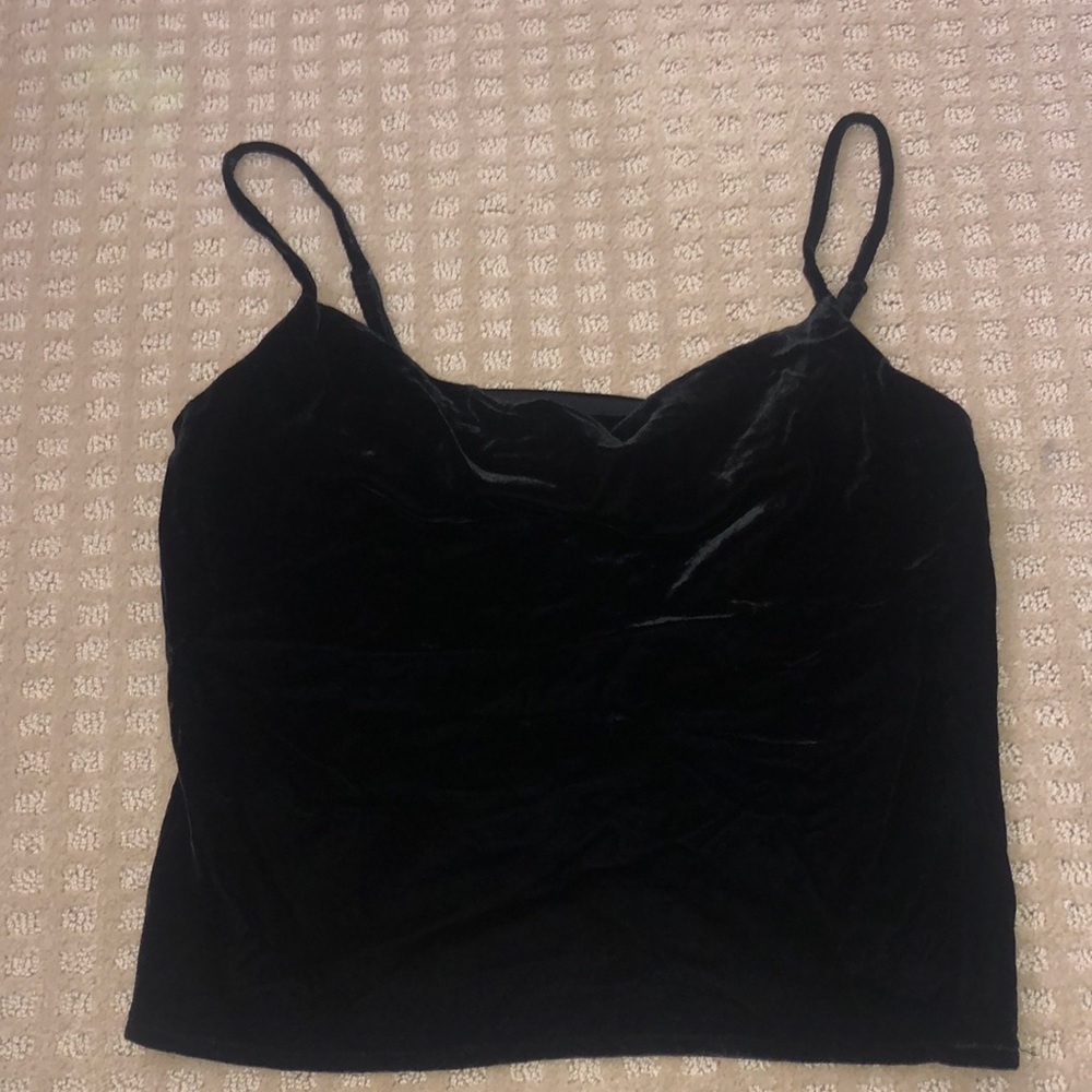 Velvet cowl neck tank